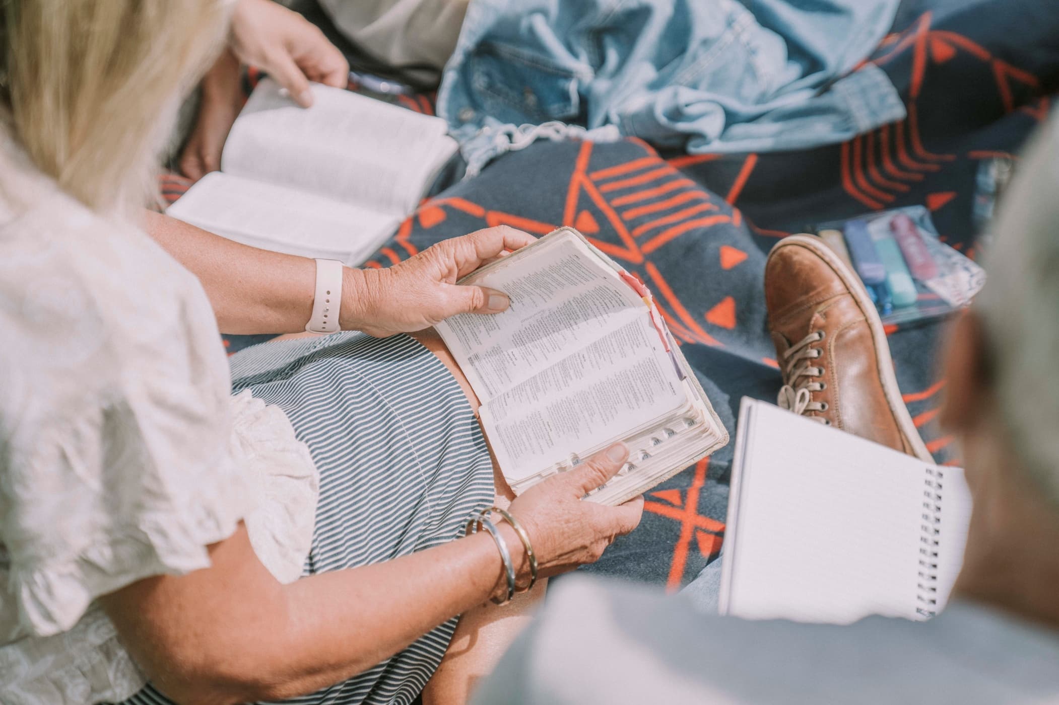A Discipleship Group actively reading their bibles