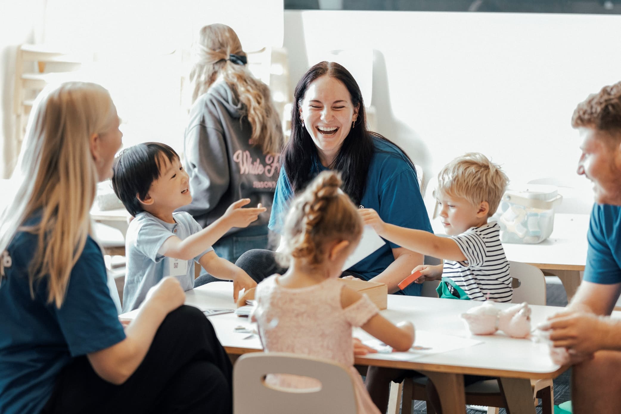 Kids Pastors looking after children during a service