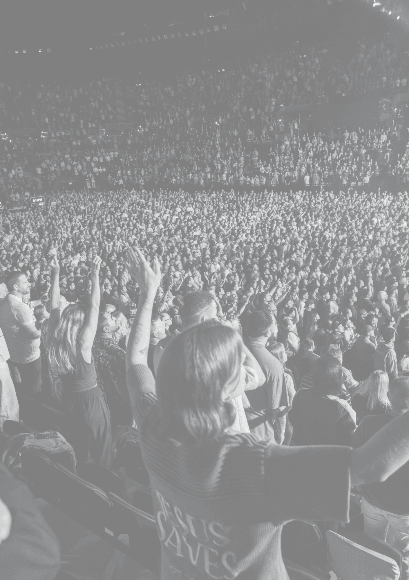Open Heaven crowd in black and white